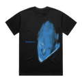 Fontaines DC Dopamine Chamber bundle. A black short-sleeve t-shirt featuring a large blue graphic print of a distorted face on the front, with the text 'fontaines d.c.'