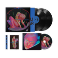 Fontaines DC Dopamine Chamber music bundle. Vinyl record album set with a square album cover, two black LP records, a CD, and a CD case. The cover art shows a surreal pink and blue human figure inside a dark frame.