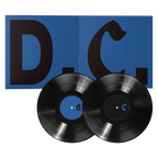 Fontaines DC Dopamine Chamber music bundle. Two black vinyl records with blue center labels are displayed in front of an open blue album cover featuring large black letters.