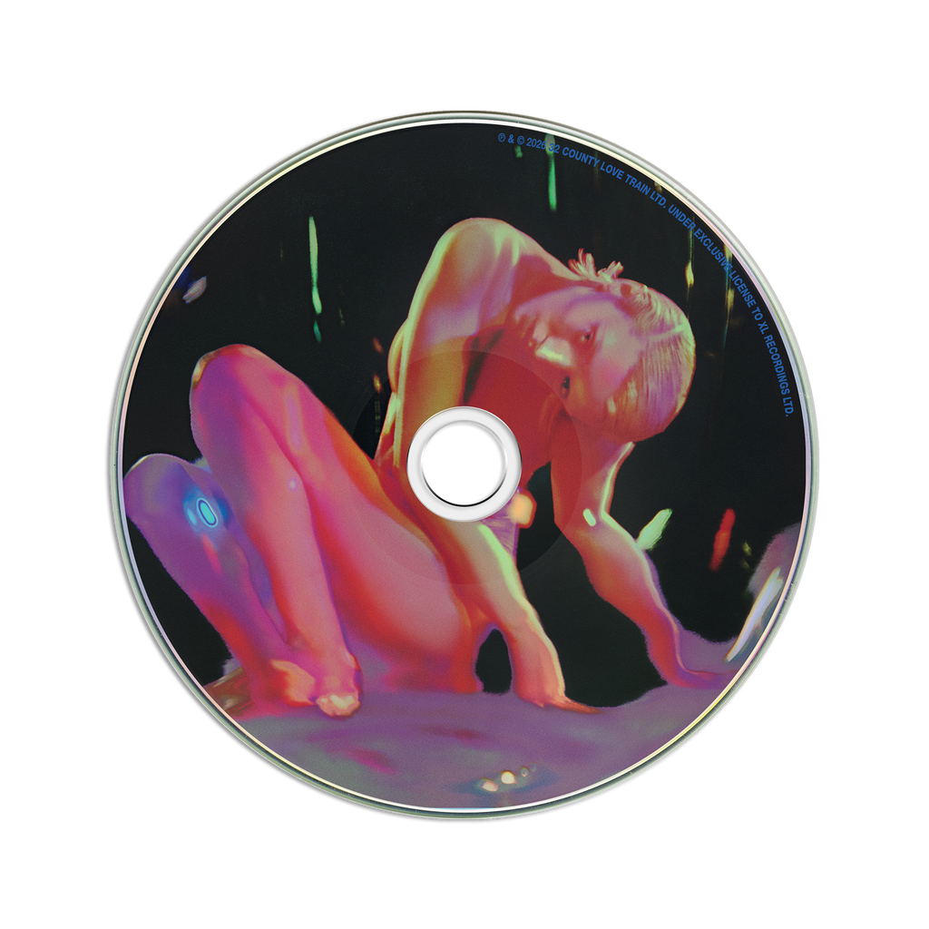 Fontaines DC Dopamine Chamber CD. A compact disc with printed cover art featuring a stylized nude figure in pink, peach, and purple tones against a dark background, photographed on a plain white studio background.